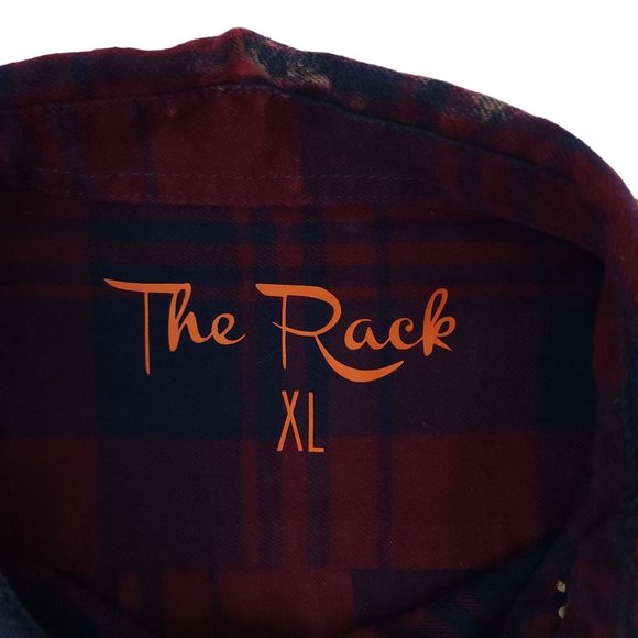 The Rack Brushed Cotton Tie Dye Bleach Button Front Shirt Top Sz XL Plaid - Picture 11 of 12